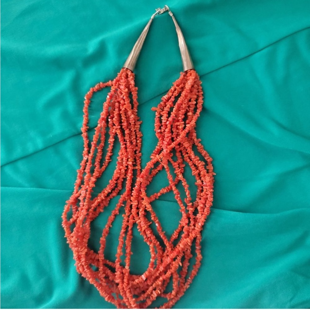 Rare Authentic Asahi Shoten I Natural Untreated Coral Sterling Silver Ne…